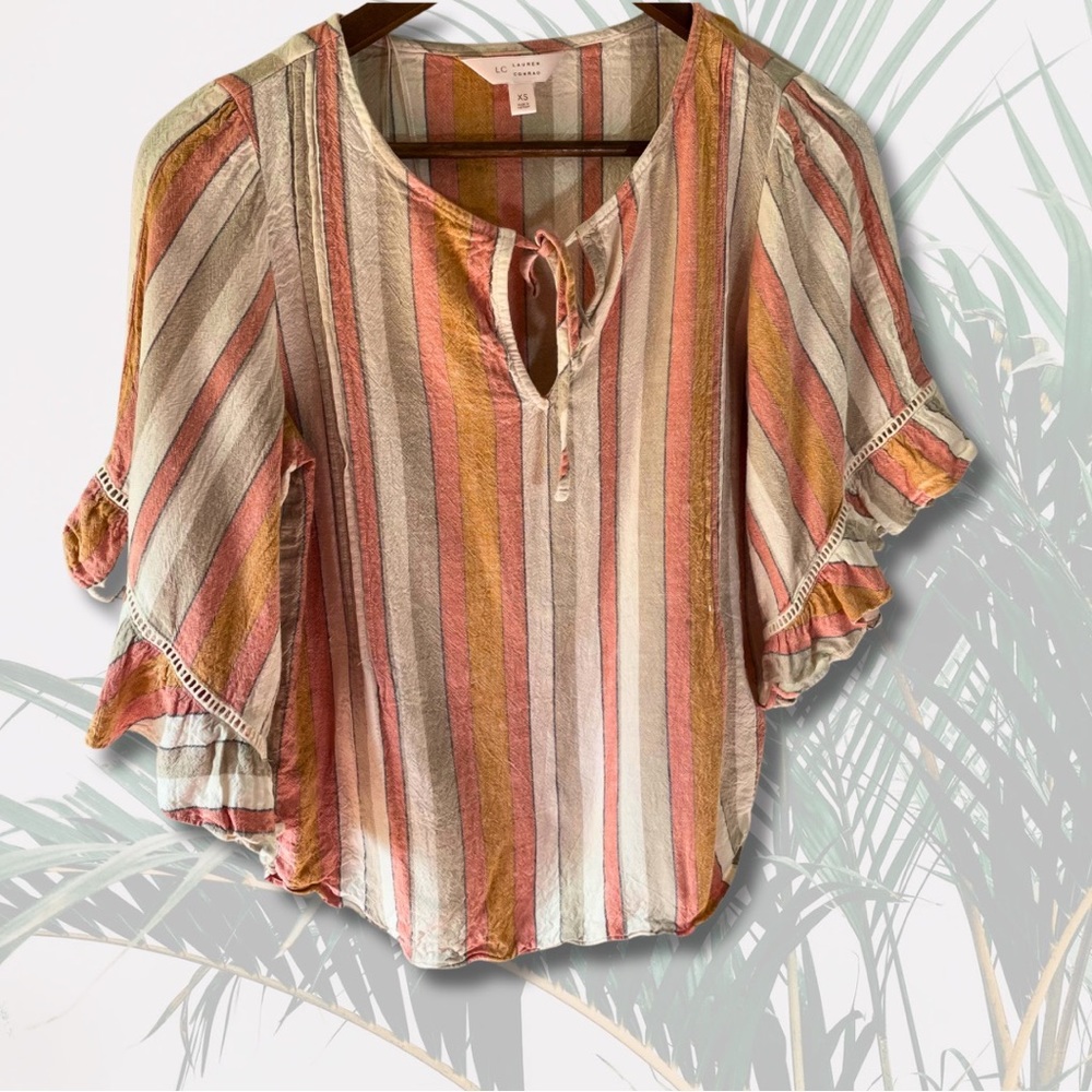 Stripped Linen blend blend shirt by Lauren Conrad